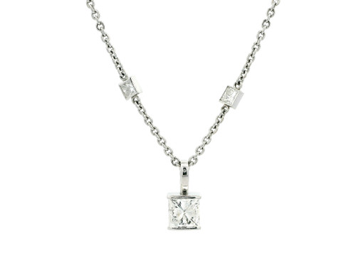 14k White Gold Necklace with Princess Cut Diamonds 560-11449