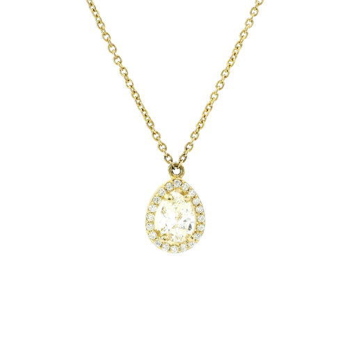 Fancy Pear-Shaped Diamond Halo Pendant Necklace in 14k Yellow Gold 560-11634