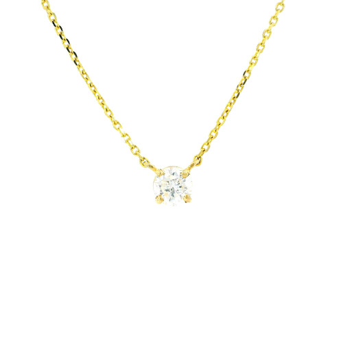 Classic 14k Yellow Gold Diamond Solitaire Pendant Necklace 560-11659