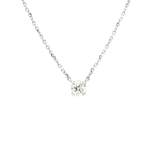 Elegant 14k White Gold Solitaire Diamond Pendant Necklace 560-11660