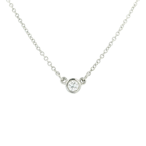 Delicate White Gold Diamond Bezel Solitaire Pendant Necklace 560-11633