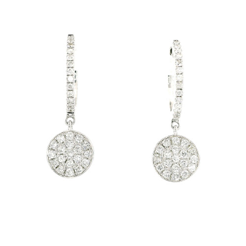 18k White Gold Dangle Earrings with Round Brilliant Cut Diamonds AV-10091
