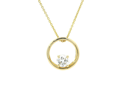 Solitaire Round Cut Lab Grown Diamond Circle Necklace in Gold LGD-10023