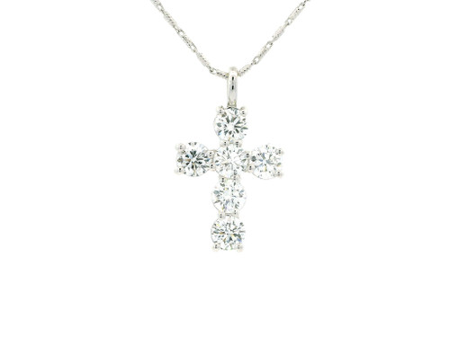 14k White Gold Lab Grown Diamond Cross Charm Necklace LGD-10065