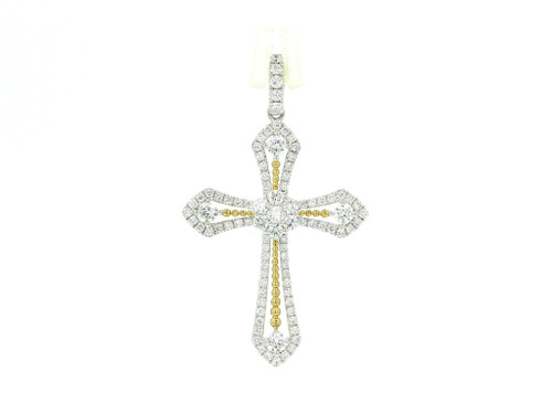 Diamond Cross Pendant in 18k White and Yellow Gold DC-10913
