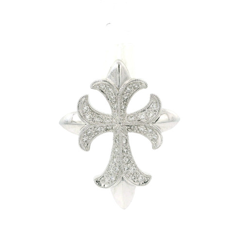 14k White Gold Diamond Cross Pendant DC-10201