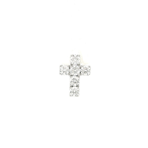 14k White Gold Cross Pendant with Round Brilliant Cut Diamonds GBC-12890