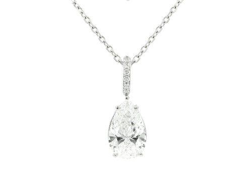 14k White Gold Lab Grown Pear Brilliant Cut Diamond Necklace LGD-10082