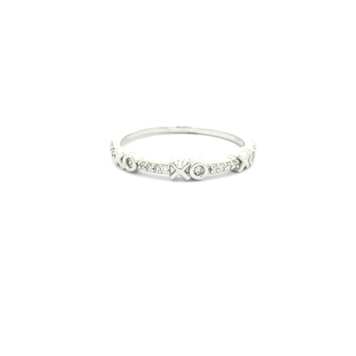 10k White Gold Diamond XO Band Ring SIM-10532