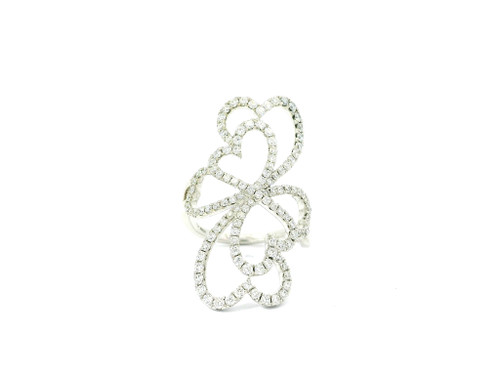 18K White Gold Heart Diamond Cocktail Ring GBC-12846