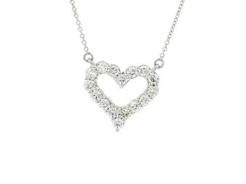 14K White Gold Diamond Heart Pendant Necklace 401-10343