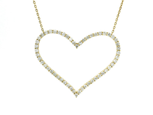 18K Yellow Gold Diamond Heart Pendant Necklace 560-11652