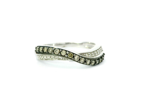 10K White Gold Multistone Ring Featuring White and Yellow Diamonds JH-10504