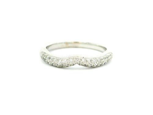 18K White Gold Band Ring with Round Brilliant Cut Diamonds RBS-10890