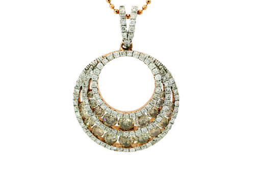 14K Rose Gold Necklace with Round Brilliant Cut White and Brown Diamonds MKD-10144
