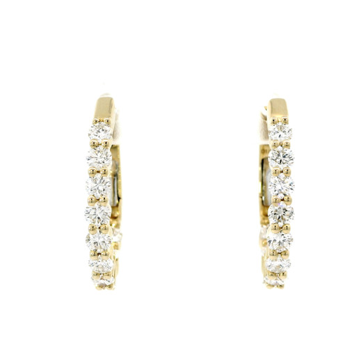 18kt Yellow Gold Diamond Shared-Prong Hoop Earrings GBC-13270