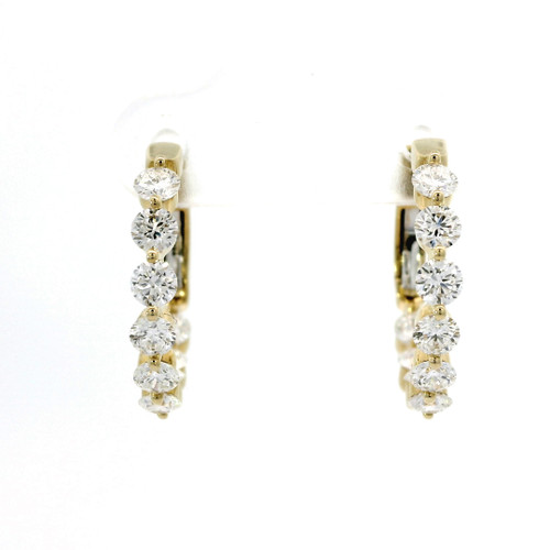 Round Diamond Shared Prong Hoop Earrings in 14kt Yellow Gold GBC-13276