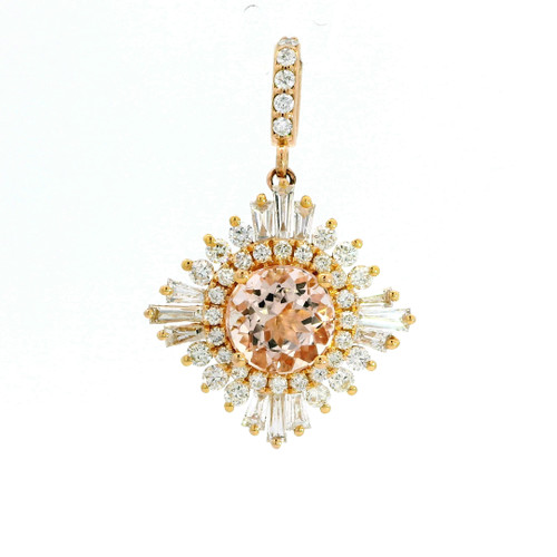 Morganite and Diamond Sunburst Pendant in 18kt Rose Gold 565-10141