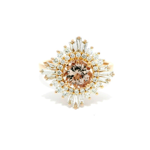 Morganite Starburst Ballerina Cocktail Ring in 18kt Rose Gold RPG-10385