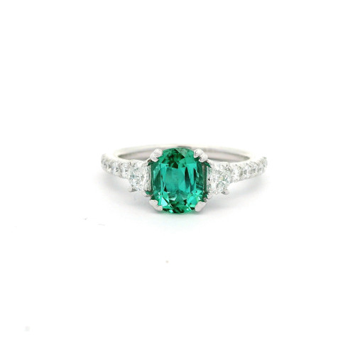 1.24ct Mint Tourmaline and .68ct Diamond Ring 14k White Gold REG-10829