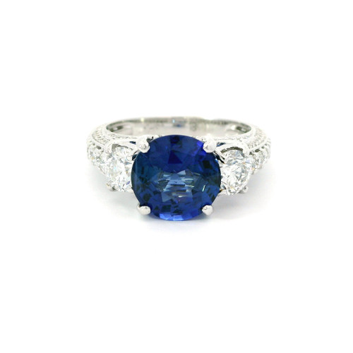 3.58ct Fine Natural Ceylon Sapphire and 2.03ct Diamond Ring 18k White Gold RPG-10386