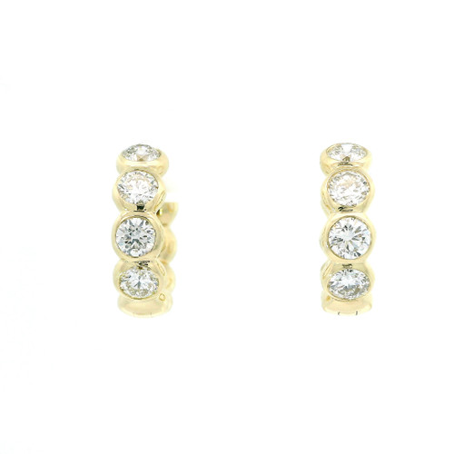 1ct Lab Grown Diamond Bezel Set Hoop Earrings 14k Yellow Gold LGD-10264