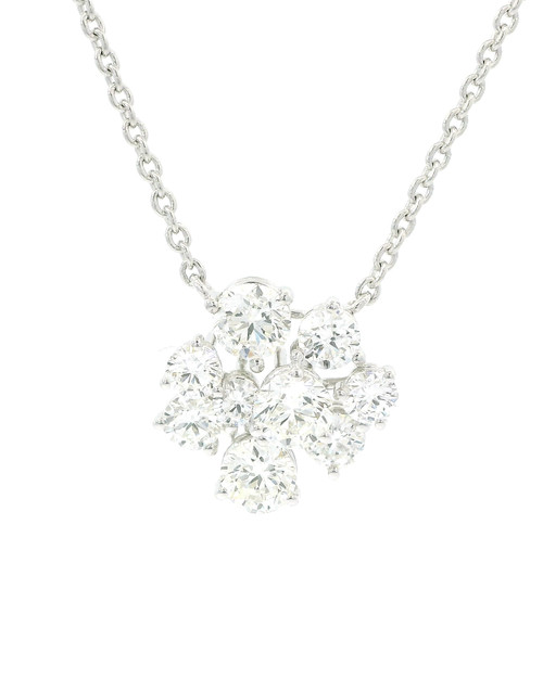 Elegant Diamond Cluster Necklace 18k White Gold DC-10993