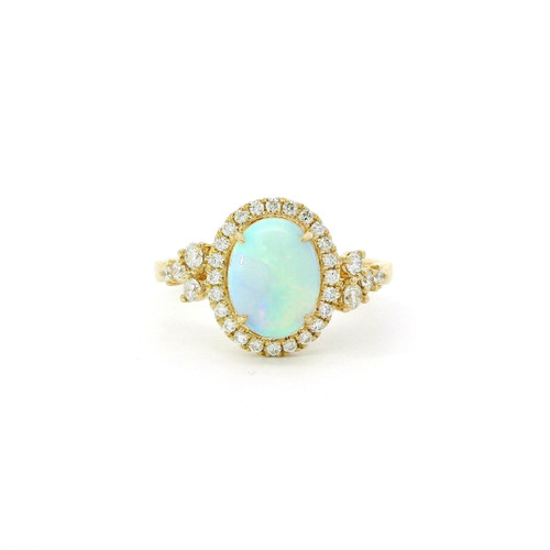 Opal and Diamond Ring 14k Yellow Gold LJI-10131