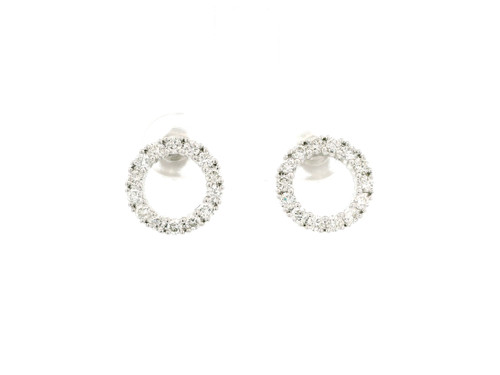 Diamond Circle Stud Earrings 14k White Gold LJI-10122