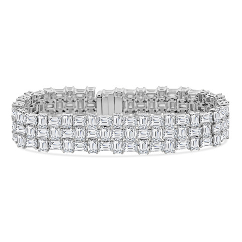 Stunning Emerald Cut Diamond Bracelet 18k White Gold DTB-10736