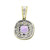 Yellow and White Gold Pendant with Cushion-Cut Amethyst and Diamond Halo MBR-10136