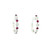 White Gold Hoop Earrings with Diamonds and Ruby Gemstones GBC-12619