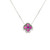 18k White Gold Diamond Necklace with Rubies and Diamonds Floral Pendant