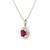 14k White Gold Pendant with Round Ruby and Double Diamond Halo 570-10425