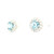 White Gold Diamond Halo Stud Earrings with Round Aquamarine 201-11301