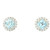 White Gold Halo Stud Earrings with Round Aquamarine Gemstones GBC-13057