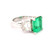 White Gold Diamond Ring with Emerald Cut Emerald MEM-10190
