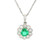 White Gold Diamond Halo Pendant with Round Cabochon Emerald 570-10428