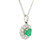White Gold Diamond Halo Pendant with Round Cabochon Emerald 570-10428