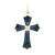 White Gold Ombre Cross with Diamonds and Deep Blue Sapphires GBC-12199