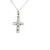 14k White Gold Round Brilliant Cut Diamond Cross Pendant Necklace GBC-12869