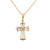 14k Rose and White Gold Cross Necklace with Round Cut Diamonds DC-10525