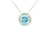 Round Fancy Intense Blue Diamond Dangle Pendant with Halo in 14K White Gold LGD-10124