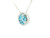 Round Fancy Intense Blue Diamond Dangle Pendant with Halo in 14K White Gold LGD-10124