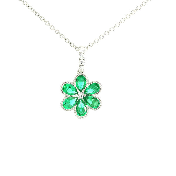 Elegant Emerald Flower Pendant