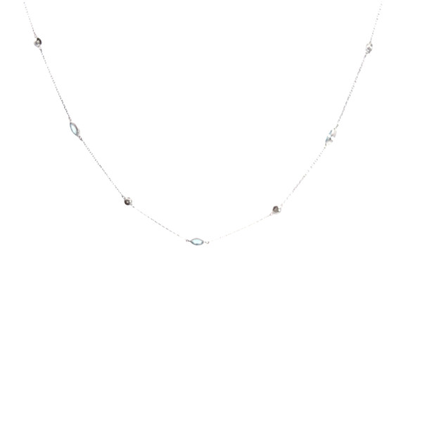 Elegant Necklace with Blue Topaz and Diamonds SIM-10669