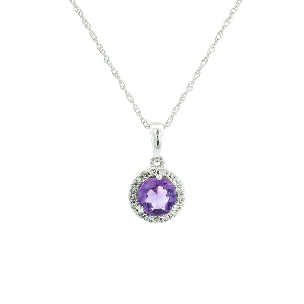 Elegant Amethyst and Diamond Pendant Necklace SIM-10644