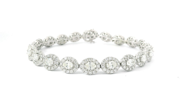 Stunning Oval Diamond Halo Bracelet GBC-13169