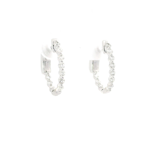White Gold In/Out Hoop Earrings with Round Brilliant Diamonds GBC-13198
