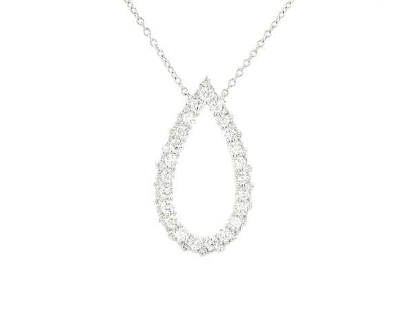 White Gold Diamond Teardrop Pendant Necklace GBC-13194